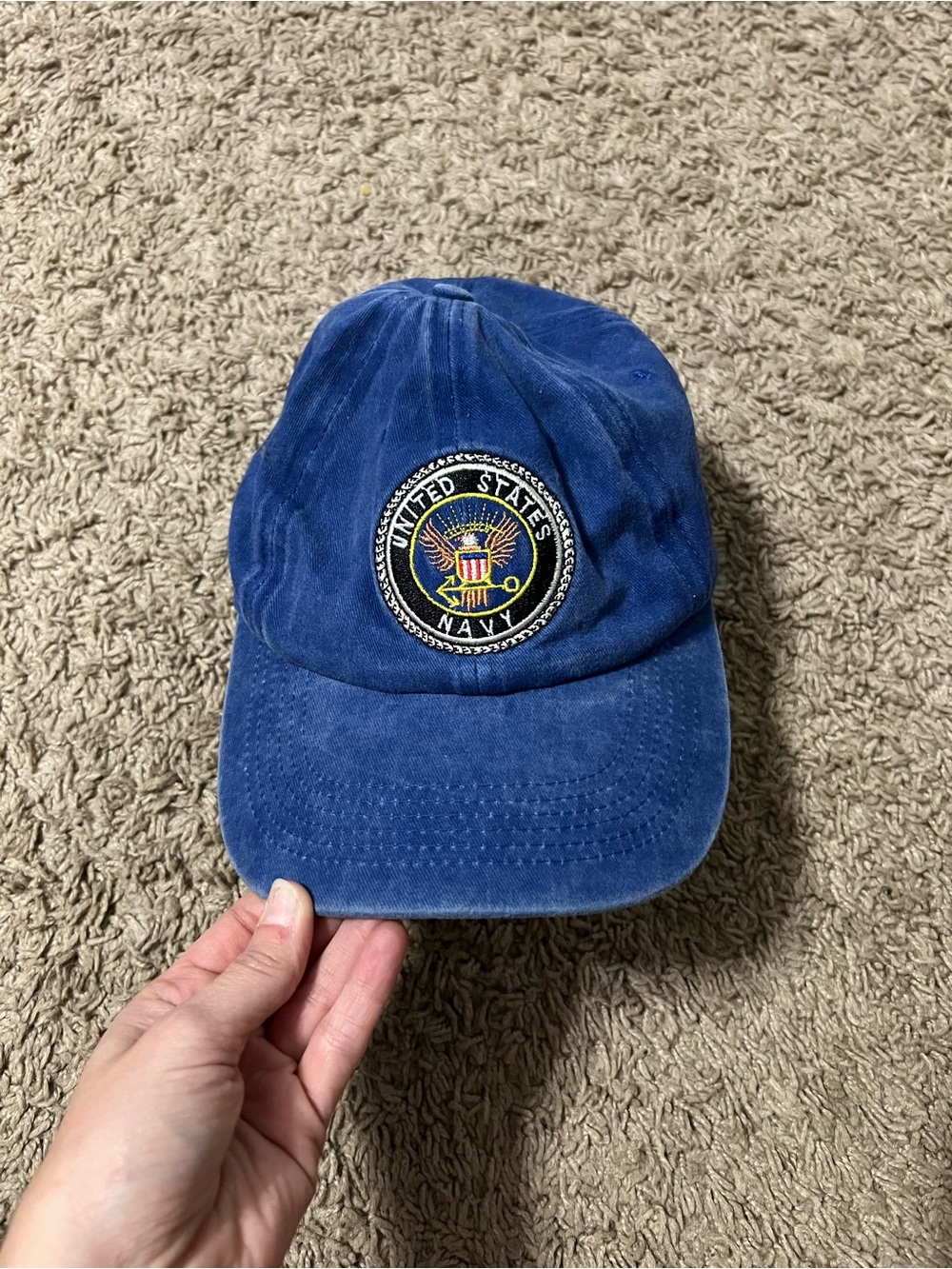 United States Navy Embroidered Logo Blue Baseball Cap